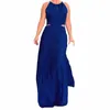 Casual Dresses Pleated Halter Cut Out Floor-Length Maxi Women Summer High Waist Slim Fit Flowy Long Dress Solid Elegant Evening