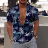 Mäns avslappnade skjortor 2023 Coconut Tree Shirts For Men 3D Printed Men's Hawaiian Shirt Beach 5xl Short Sleeve Fashion Tops Tee Shirt Man Blus Camisa T240124