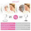 Miroirs Miroirs de maquillage à LED avec Llights 5x Magnification portable Round Travel Desktop Vanity Mirror Infinity Light Up Smart Cosmetics Tool