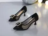 Dress Shoes Clear For Woman 2024 Stilito With Medium Heels Transparent Women's Summer Footwear Pointed Toe Lastest On Sale Non Slip 39