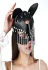 Uyee Sexy Cosplay Bunny skórzana maska ​​Halloween Maski Cat Ear Kobiet Dziewczyna Czarna skóra maskarada karnawałowa maska ​​cosplay3369577