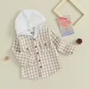 Giubbotti FOCUSNORM 0-4Y Autunno Bambino Bambini Ragazzi Ragazze Giacca Outwear Plaid Stampa Manica lunga Abbottonatura Cappotti con cappuccio in flanella