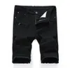 MEN039S Jeans Denim Shorts Men Sommer Stretch Slim Fit Short MENS Designer Cotton Casual Distressed Black Jean Knie Länge8629562