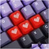 Keyboards Red Shine Through Keycaps Abs Etched Shine-Through Pixel Heart Black Custom Mechanical Oem Profile Double S Drop Delivery Co Ottik