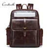 Contact's 100% koeienhide lederen rugzak voor 13 inch laptop echte lederen bagpack casual mannelijke daypacks grote trav270v