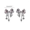 Boucles d'oreilles mignonnes avec nœud papillon en Zircon, Piercing de tempérament, bijoux à la mode, Punk Simple pour femmes et filles, livraison directe