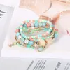 Strand boêmio artesanal contas pulseira conjunto para mulheres verão colorido frisado corrente pulseira meninas moda simples boho jóias acessórios