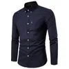 Chemises décontractées pour hommes Printemps Oxford pour hommes Slim Fit Solide Manches longues Chemise sociale Vêtements Blouse noire