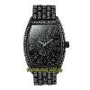 MISSFOX Eternity V319 hiphop herenhorloge met inleg van CZ-diamanten, gouden wijzerplaat, quartz uurwerk, door de mens gemaakte diamanten, legering kast en twee