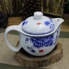 Teegeschirr-Sets, blaues und weißes Porzellan-Teeset, enthalten 1 Kanne und 6 Tassen. Hochwertiges, elegantes, schönes, einfaches Teekannen- und Wasserkocher-Teeset