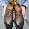 Mäns äkta läderklänningskor Högkvalitativ solid Oxford -skor för män Casual Formal Flats italienska design Comfy Men Shoes 240118