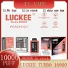 Оригинальная сигарета LUCKEE TURBO 10000, жидкость для электронных сигарет, 22 мл, аккумулятор емкостью 600 мАч, перезаряжаемая двойная сетчатая катушка типа C, режим TURBO со светодиодным индикатором, регулируемый поток воздуха LUCKEE 10k