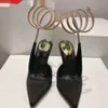 Högklackare Sandaler Patent Läder Fashion Luxury Designer Dress Shoes Casual Leather Pointed Snake Ankel Strap Party Shoes