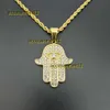 Collane con ciondolo Hamsa Mano di Fatima Collana con ciondolo a catena Uomo Donna Colore dorato 14k Oro giallo Collane di palma Gioielli turchi Regalo 2024 Collane di design