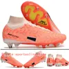 Envoyer avec un sac Bottes de football de qualité Superfly 9 Elite SG Crampons de football à crampons en métal pour hommes CR7 Mbappe Cuir souple Haute cheville Crampons de football confortables Hommes en plein air