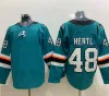 Herren-Hockey-Trikots 39 Logan Couture 48 Tomas Hertl 65 Erik Karlsson Blaugrüne schwarze genähte Hemden S-XXXL C-Patch