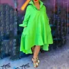 Casual Dresses Plus Size Shirt Dress Women 2024 Spring Summer Long Sleeve Solid Green Loose Single Breasted Irregular Sundress