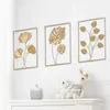 Paintings Luxury Golden Leaf Wall Hanging Palm Leaf Ginkgo Leaf Metal Wall Hanging Nordic Living room Bedroom Home Decoration Painting