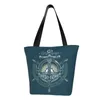 Sacs à provisions Kawaii imprimé nautique bleu ancres rayures sac fourre-tout Portable toile Shopper épaule voile marin sac à main