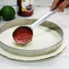 Mätverktyg Pizza Sprid sås slev gummihandtag platt botten kök matlagning sked rostfritt stål rör soppa -4 oz