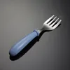 Cute Kids Silverware Tableware Children Utensil Stainless Steel Toddler Dinnerware Cutlery Cartoon Infant Food Feeding Spoon Fork Flatware Round Handle HW0180