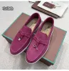 Femmes Summer Walk Daim Impression Casual Chaussures Loro Piano Man Tasman Mocassins Talon Plat Robe Baskets En Cuir Noir Designer Mocassin Slip sur Chaussure En Caoutchouc