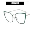 Solglasögon Metal Cat Eye Eyeglasses Frame 2024 Women Anti Blue Light Glasses Optical Spectacle