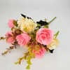 Decorative Flowers 5-pronged Fake Flower Artificial Small Handle Rose Silk Simulation Mini Wedding Table Decor