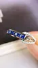 Pierścienie klastra JY2024 No.12703 Sapphire Natural 0,59ct Blue Creży Pure 18K Gold Jewelry for Women Diamonds
