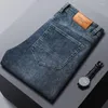 Jeans da uomo grigio fumo primavera retrò moda dritto largo casual comodo cotone abbigliamento maschile pantaloni in denim