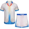 6 herrspårar Mens Hawaiian Beach Set Semestertröjor för män och kvinnor Färg Blockering Tryckt shorts Set#07