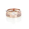 Nuovo acciaio al titanio oro rosa anello pieno di diamanti moda femminile semplice doppio strato coppia delicata festa casual regalo di San Valentino selvaggio AYW3