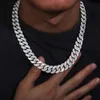 Nowy styl Hip Hop Mens Biżuter 15 mm 925 Srebrny VVS Baguette Moissanite Diamond Ight Out Cuban Link Chain Naszyjnik