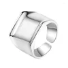 Cluster Rings S925 Sterling Silver For Women Men Fashion Geometric Square Smooth Wide Punk Justerbara smycken