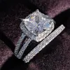 925 Sterling zilveren trouwringen set 3 in 1 band ring voor Vrouwen engagement bruids mode-sieraden vinger moonso R4627187a