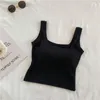 Camisoles réservoirs col carré Camisole mignon avec coussinets de poitrine coupe fixe poitrine enveloppant U dos nu taille libre sous-vêtements une pièce