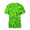 Camiseta masculina camiseta lantejoulas estampa 3d camisetas listradas festival irlandês o-pescoço st-patrick-day tops verde manga curta chemise