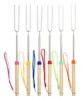 Bâtonnets à rôtir à la guimauve extensibles de 32 pouces, outils de BBQ, fourchette de Barbecue rétractable en acier inoxydable, brochettes Smores porte-maïs pour 3522802