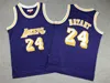 Retro Vintage Basketball Jersey 24 8 Bean Bryant The Black Mamba All-Star zszyte 1996 1997 1999 2001 2008 Men Hardwood Men Młodzieżowe Kidsics Jersey