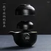 Conjuntos de chá chinês conjunto 1 bule 2 xícaras cerâmica portátil viagem ao ar livre gaiwan de cerimônia teacup