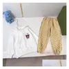 Giyim Setleri Sıradan Tasarımcılar Çocuk Giyim Setleri Mektup Baskı Erkek Kızlar Ceket Ceket Pantolonları Trailsits Uzun Kollu Açık Çocuklar Dhhpf