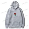 Men's Hoodies Sweatshirts Fashion Harajuku Hoodie Sweatshirt Men Streetwear Rose flower Print Hoodies Tops Pullover mens hoody Hooded Sweatshirt clothes T240124