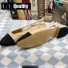 Designer channel High Heels Womens Shoe Calfskin Catwalk Pumps Luxury Flat Heel Genuine Leather Open on Formal Chunky Kitten Heel Slingbacks Ladies Sandals