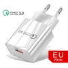 Partihandel mini bärbar snabb snabb laddning 20W 5V 3A QC3.0 EU US Wall Charger Power Adapters för iPhone Samsung Xiaomi Charger