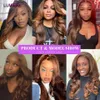 Synthetic Wigs 32inch #4 Chocolate Auburn Brown Body Wave Hair Weave Bundle with Closure Frontal 5x5 HD Ombre Colored Bundle With ClosureL240124