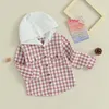 Giubbotti FOCUSNORM 0-4Y Autunno Bambino Bambini Ragazzi Ragazze Giacca Outwear Plaid Stampa Manica lunga Abbottonatura Cappotti con cappuccio in flanella