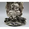 As estatuetas decorativas coletam o velho tibete prateado à mão esculpida Guanyin Avalokiteshvara estátua de Buda 21974