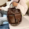 Schultaschen WR 2024 Trend Frauen Rucksack PU Leder Umhängetasche Vintage Große Kapazität Mochila Feminina Braun Reise Marke Daypack