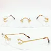 Rektangelglasögon glasögon Rimless Frame Mens Glasögon Optisk guldram Fashion Solglasögon Ramar Ramar glasögon med låda