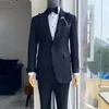 Mäns kostymer Floral Wedding Tuxedo för Groom Party Slim Fit Men 2 Pieces Jacquard Custom Man Fashion Costume (Jacket Pants) 2024
